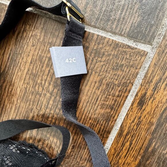 NWT Cacique 42C Fishnet & Lace Bra | Strappy Balconette - Picture 4 of 9